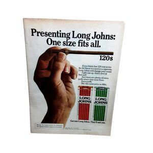 1975 Long Johns 120s Cigarettes Menthol Vintage Print Ad 1970s Tobacco